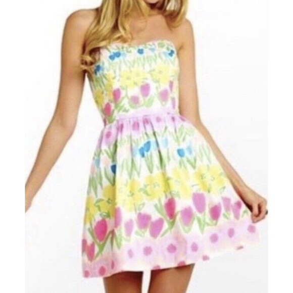 Lilly Pulitzer Dresses & Skirts - Lilly Pulitzer Dress Size 0 Peyton Floral Spring Dress Strapless Preppy Resort